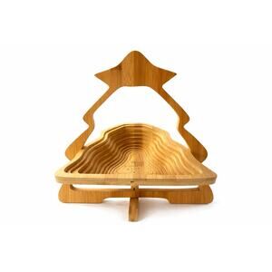 Bonnie & Pop Bamboo Folding Fruit Basket Christmas Tree Collapsible 12”
